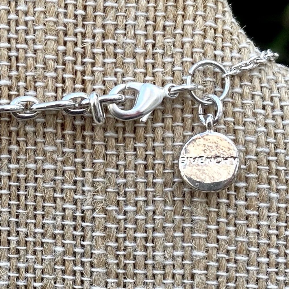 Givenchy Silver Necklace w/ Iridescent Round and Teardrop Crystals. EUC! - Picture 5 of 5